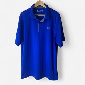 Under Armour Men's Short Sleeve Polo Shirt Blue Golf Performance Collar Size 2XL